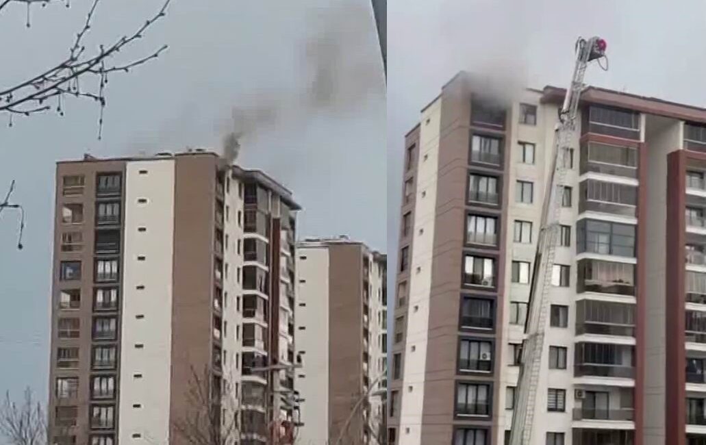 Diyarbakır’da 14 katlı bir apartmanın son katında çıkan yangın paniğe