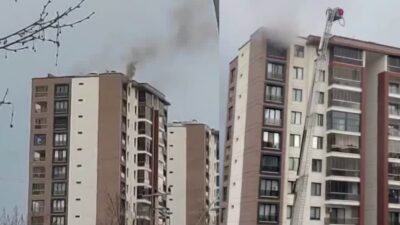 Diyarbakır’da 14 katlı bir apartmanın son katında çıkan yangın paniğe