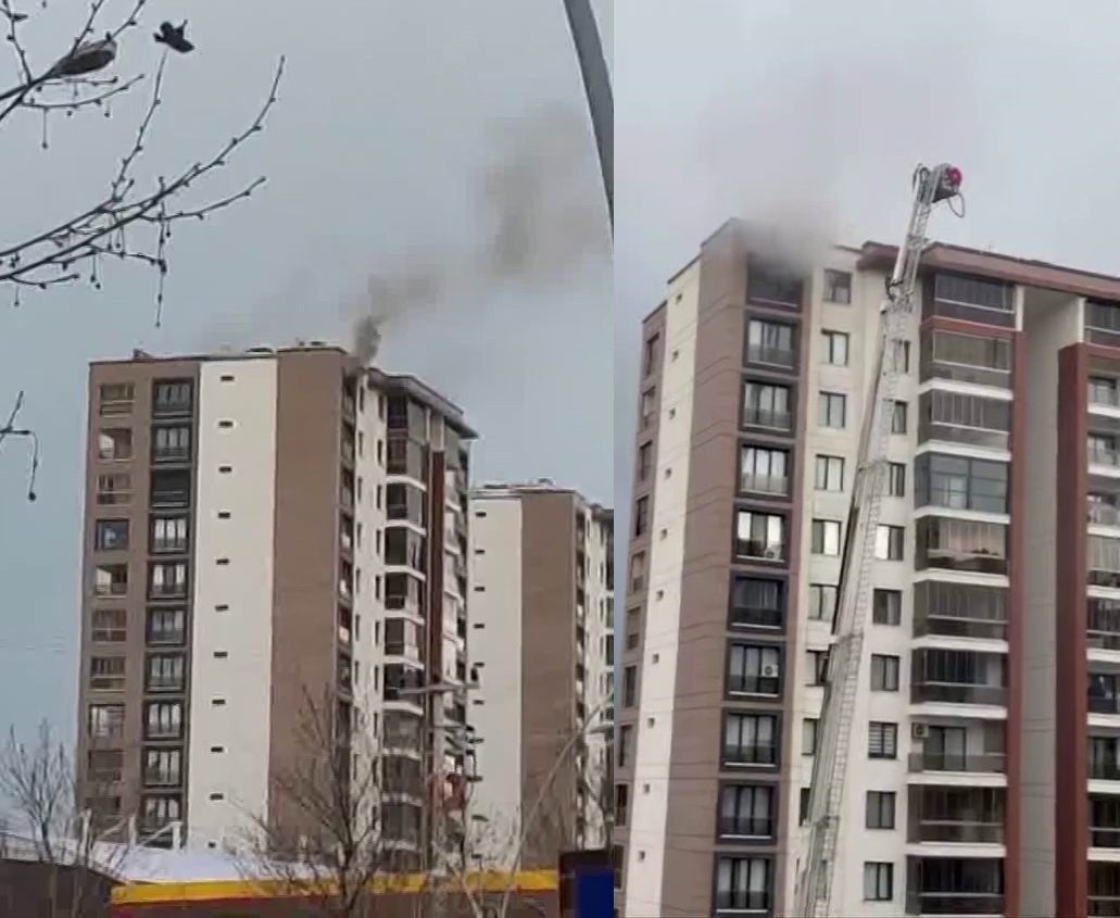 Diyarbakır’da 14 katlı bir apartmanın son katında çıkan yangın paniğe