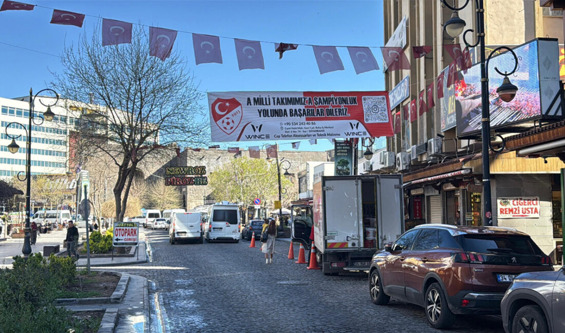 Diyarbakır'ın Sur ilçesinde esnaf, A Milli Futbol Takımına destek amacıyla