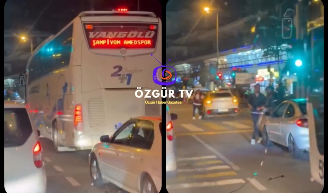 Trabzon’da üzerinde “Amedspor” yazısı bulunan bir otobüse yönelik sergilenen tavırlar