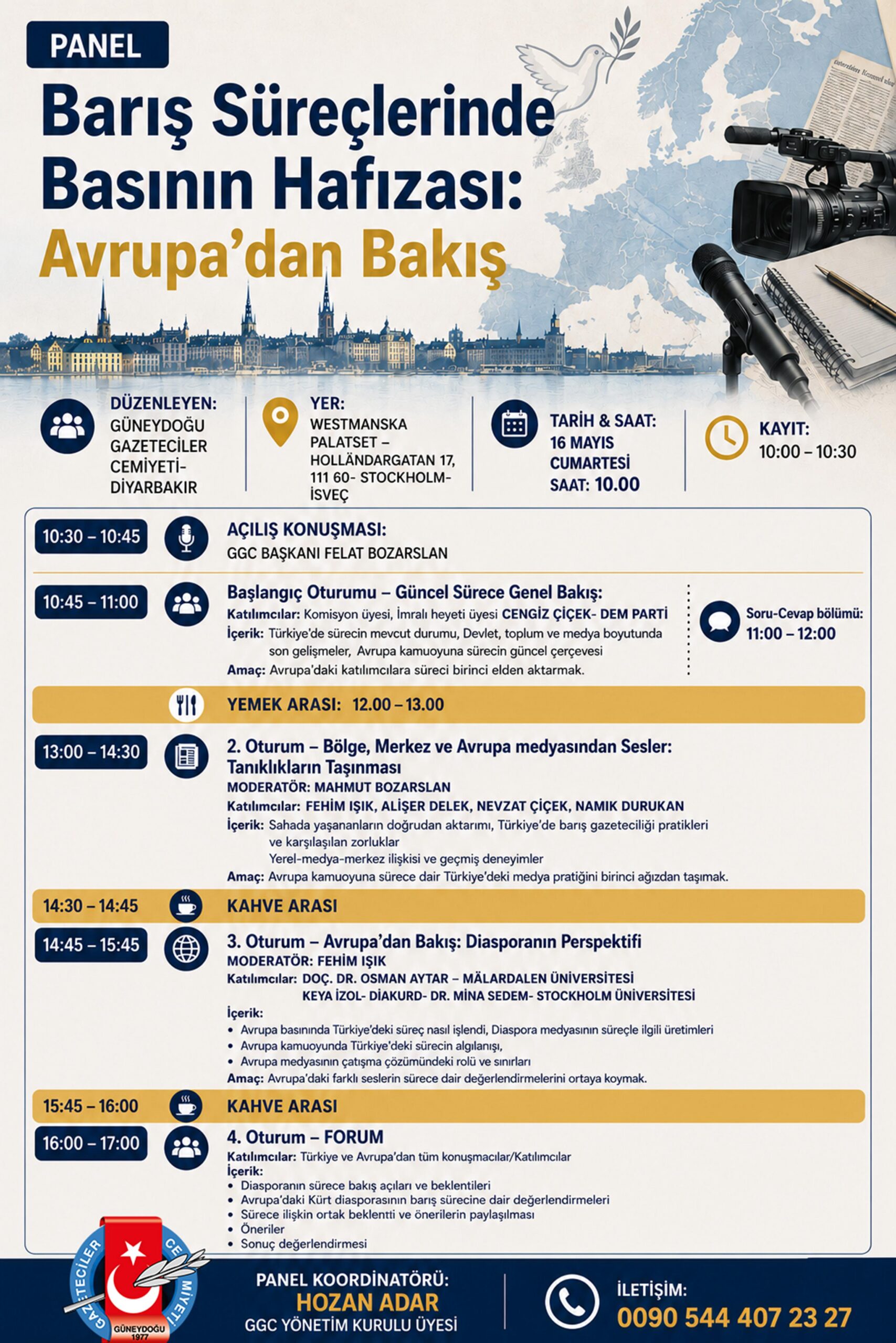 GGC’den İsveç’te “Barış Süreçlerinde Basının Hafızası” Paneli