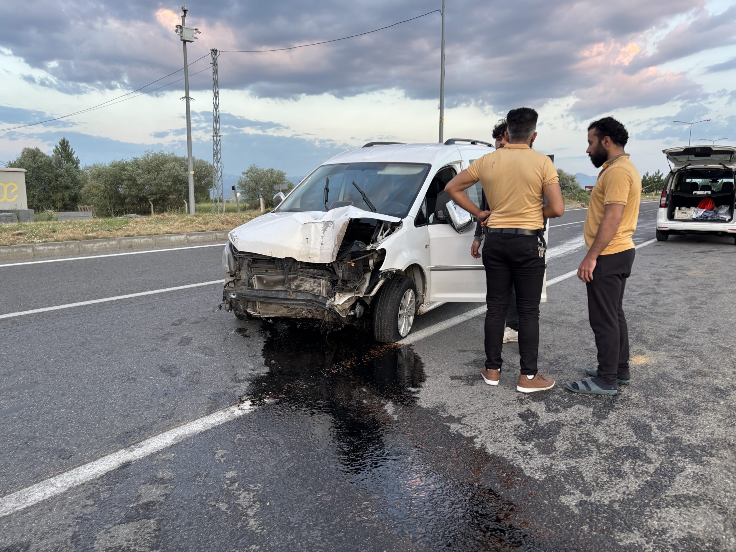 Bingöl’de lastiği patlayan hafif ticari aracın kontrolden çıkarak refüjdeki aydınlatma
