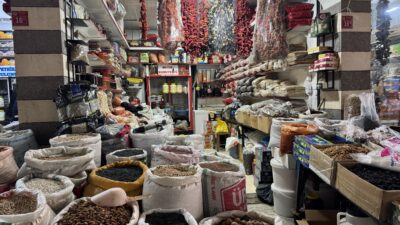 Diyarbakır'ın Çermik ilçesinde bulunan kuruyemiş pazarı, yoğun ilgi görüyor.