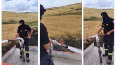 Diyarbakır’ın Silvan ilçesinde çıkan yangında iki dönümlük buğday ekili alan