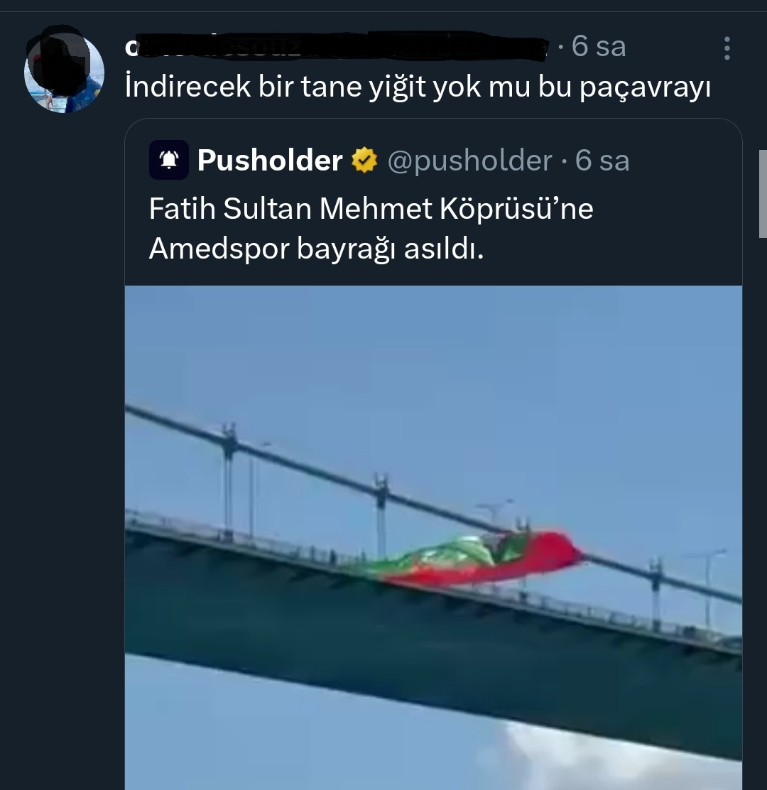 Amedspor bayrağı FSM Köprüsü’ne asıldı, sosyal medyada nefret içerikli yorumlara maruz kaldı!