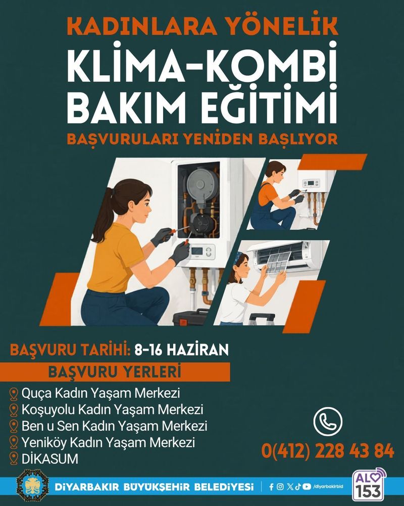 Diyarbakır'da kadınlara yönelik klima-kombi bakım eğitimi