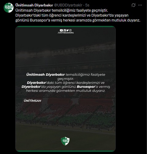 Bursasporlular Derneği Diyarbakır’da temsilcilik açtığını duyurdu