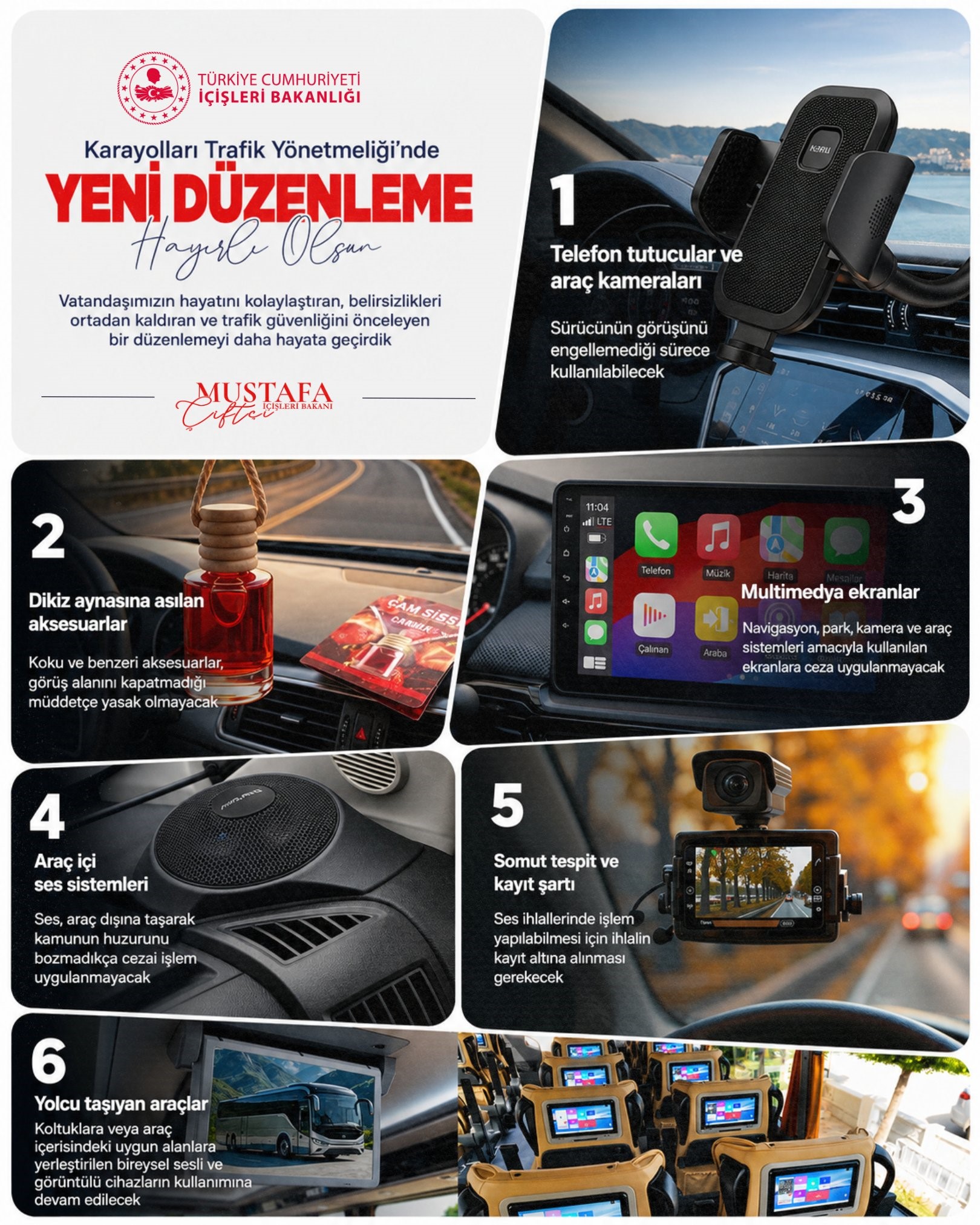 İçişleri Bakanı Mustafa Çiftçi, Karayolları Trafik Yönetmeliği’nde yapılan yeni düzenleme