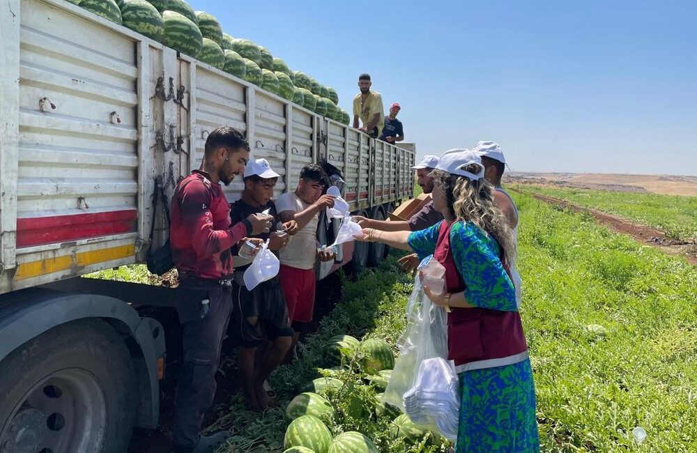 Diyarbakır Büyükşehir Belediyesi ekipleri, mevsimlik tarım işçilerinin çalışma koşullarını yerinde
