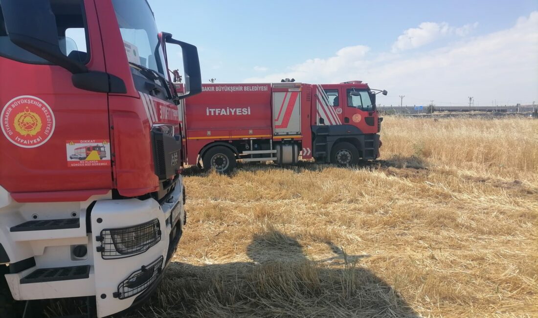 Diyarbakır'ın Bismil ve Çınar ilçelerinde çıkan anız yangınları itfaiye ekiplerince