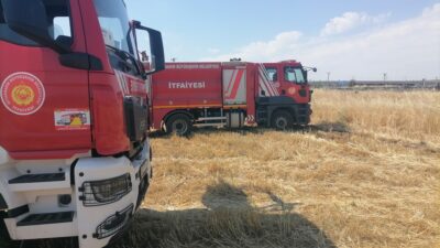 Diyarbakır'ın Bismil ve Çınar ilçelerinde çıkan anız yangınları itfaiye ekiplerince