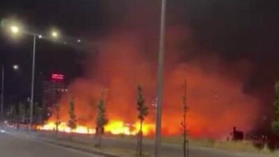 Diyarbakır’ın Kayapınar ilçesinde, kuru otların tutuşması ile yangın çıktı. Alevlerin
