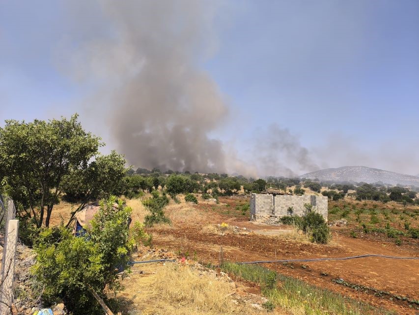 Diyarbakır'ın Dicle ilçesinde çıkan örtü yangınına ekiplerine söndürme çalışmaları devam