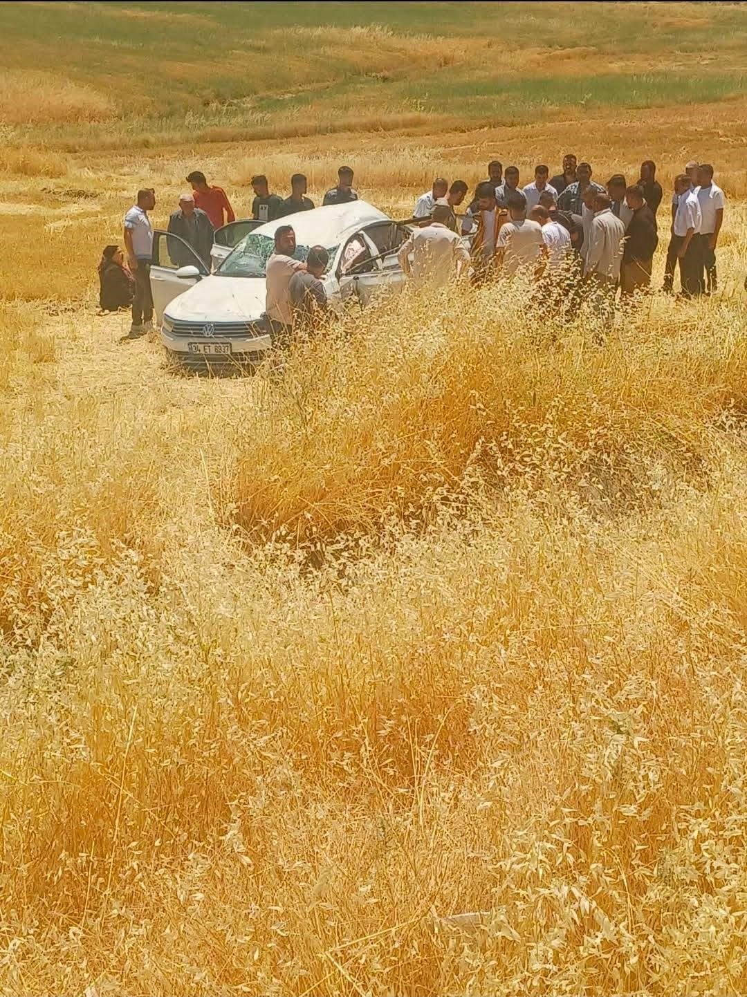 Diyarbakır'da otomobil tarlaya uçtu: 5 yaralı