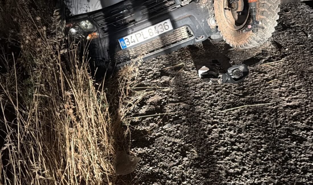 Diyarbakır'ın Çınar ilçesinde seyir halindeki otomobilin, yol kenarında duran traktöre