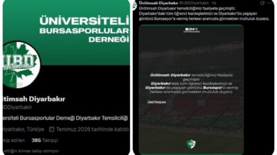 Üniversiteli Bursasporlular Derneği’nin Diyarbakır Temsilciliği, sosyal medya üzerinden yaptığı duyuruyla