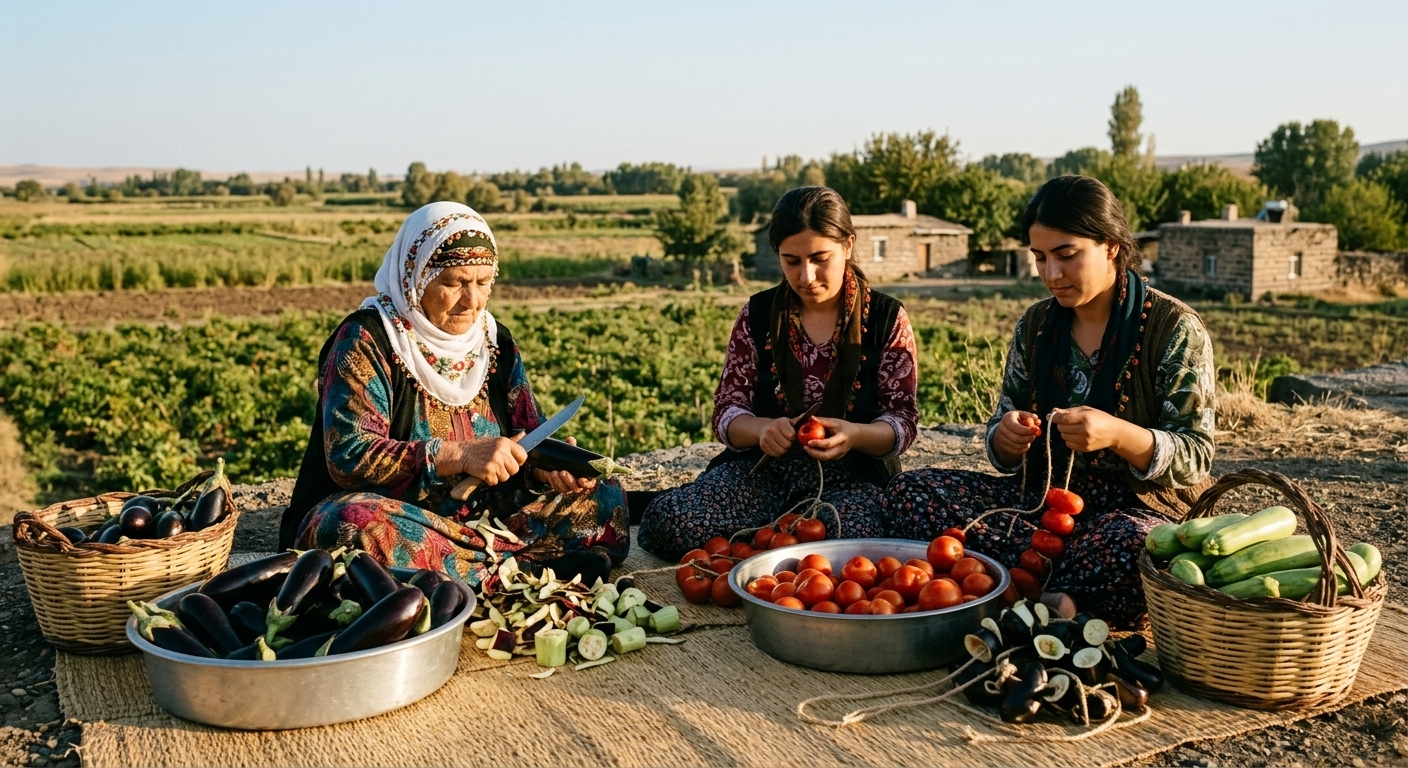 Diyarbakır’da Kurutmalık Sebze Mevsimi Başladı: Yüzyıllık Gelenek Sofraları ve Sağlıklı Beslenmeyi Buluşturuyor