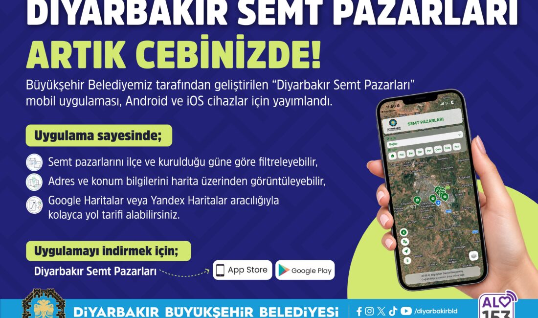 Diyarbakır Büyükşehir Belediyesi, kentte kurulan semt pazarlarının adres ve konum
