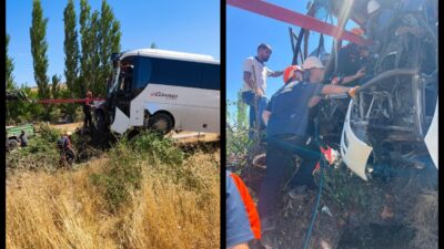 Diyarbakır-Bingöl karayolunda, sürücüsünün direksiyon hakimiyetini kaybettiği yolcu otobüsü, şarampole yuvarlanıp