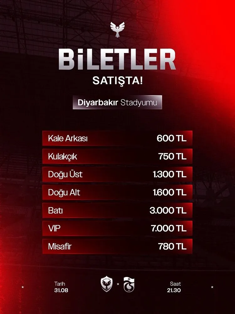 Amedspor – Trabzonspor maçının biletleri satışa çıktı