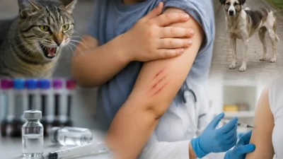 Diyarbakır’ın merkez Sur ilçesinde kedi tarafından dudağından ısırılan 3 yaşındaki