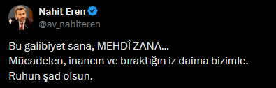 Amedspor başkanı Nahit Eren galibiyeti Mehdi Zana’ya armağan etti