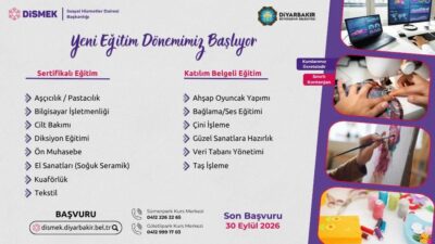 Diyarbakır Büyükşehir Belediyesi, DİSMEK bünyesinde düzenlenecek yeni dönem kursları için
