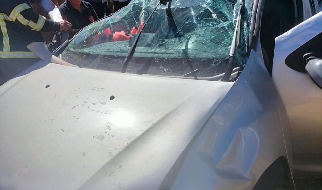 Diyarbakır'ın Çınar ilçesinde otomobilin takla atması sonucu meydana gelen trafik