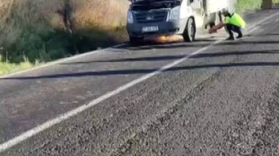 Diyarbakır-Hani yolunda seyir halindeki kamyonet alev aldı. Olayda ölen ya