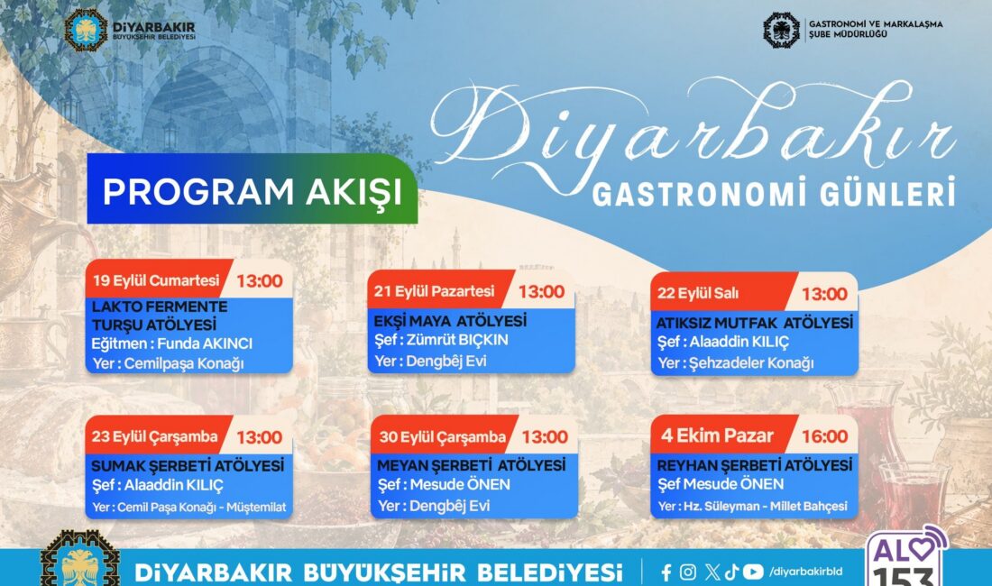 Diyarbakır Büyükşehir Belediyesi, kentin köklü mutfak kültürünü ve yöresel lezzetlerini