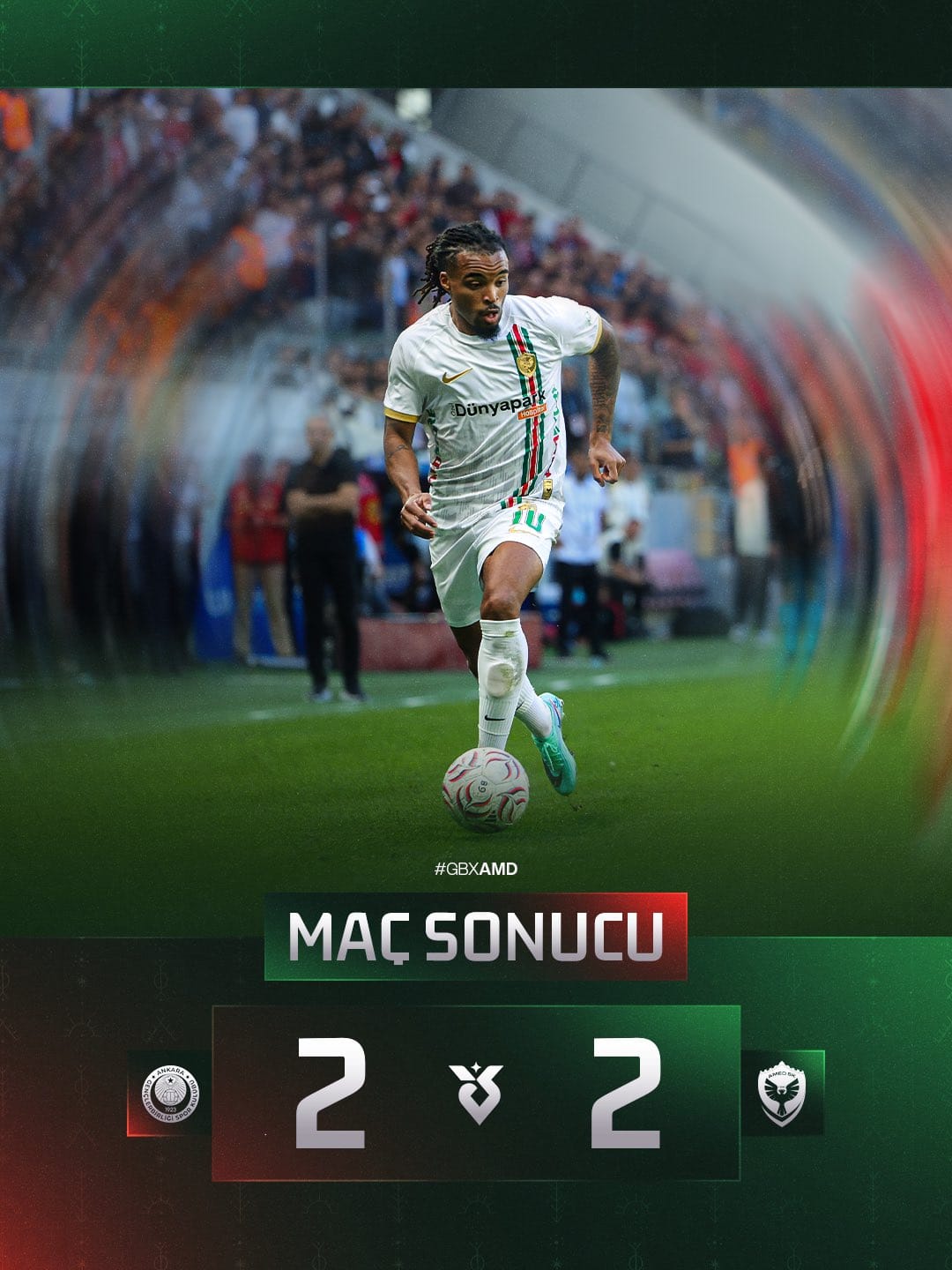 Amedspor Gençlerbirliği ile deplasmanda 2-2 berabere kaldı.
