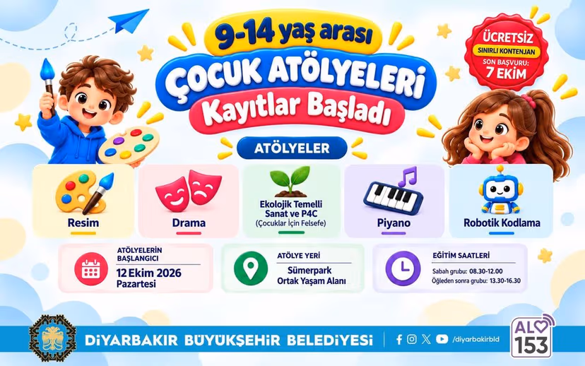 Diyarbakır Büyükşehir Belediyesi, 9-14 yaş aralığındaki çocukların sosyal, sanatsal ve